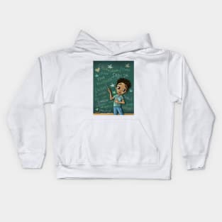 African American Boy Light Brown and Positive Words Kids Hoodie